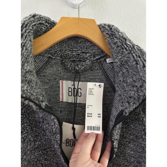 BDG Urban Outfitters Men’s Washed Black Fleece Sherpa Jacket NWT‎ Sz S - Picture 3 of 8